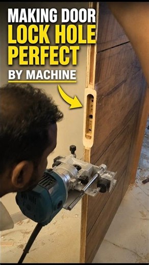 Perfect Door Lock Hole Cutting Machine | Satisfying Woodworking #shorts #home #interiordesign