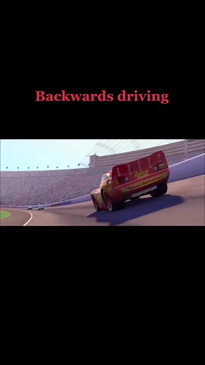 Backwards driving scene from the movie Cars