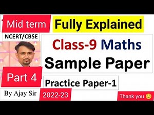 part4_9th class maths sample question paper 2022-23 // practice paper class 9 //solution, ncert