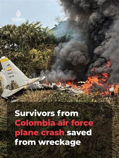 Dozens of people have been rescued from the burning wreckage of a Colombian air force plane that crashed just after take-off on the border with Peru. . At least 34 people have been confirmed dead.