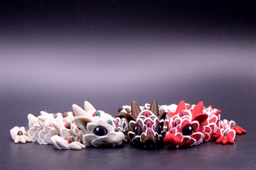 Gingerbread, Sugar Cookie and Red Velvet Cake Dragon Figurines – Articulated Holiday Dragons – 3D Printed Christmas Gift - Etsy