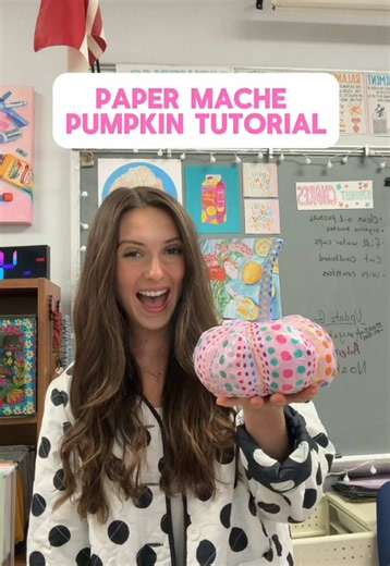 Paper Mache Pumpkin Tutorial for 6th Grade Art Class