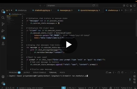 #ai #huggingface #streamlit #llm #python #chatbot #llama3 | Priyanka Kothari