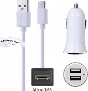 OneOne 2.1A Auto oplader met twee poorten + 0,25m Micro USB kabel. Autolader adapter... | bol