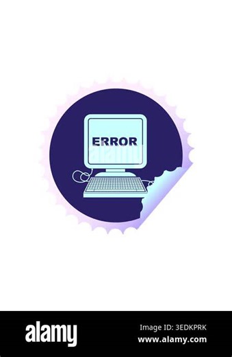 starburst effect animation of computer error vector illustration circular peeling sticker Stock Video Footage - Alamy