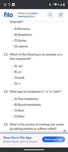 Linguistics Questions  What is the smallest unit of language?  ... | Filo