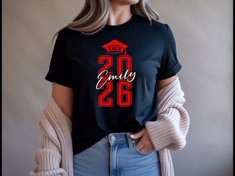 Class of 2026 Graduation T-shirts, Personalized Senior 2026 Tee, Custom Name Graduate Gift, Red Black White Design, High School - Etsy