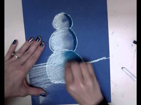 Snowmen at Night Drawing