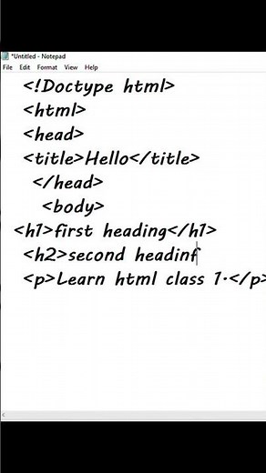 Learn html with notepad | coding for beginners | Learn first time html code | easy coding #shorts