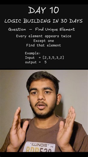 DAY 10 – Find Unique Element 🔥 | Logic Building In 30 Days