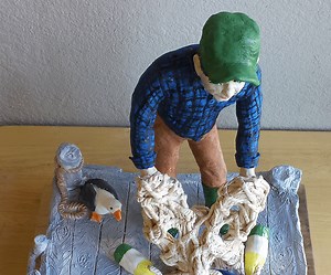 Ceramic Sculpture: 12 Inch Figure, Wood Armature