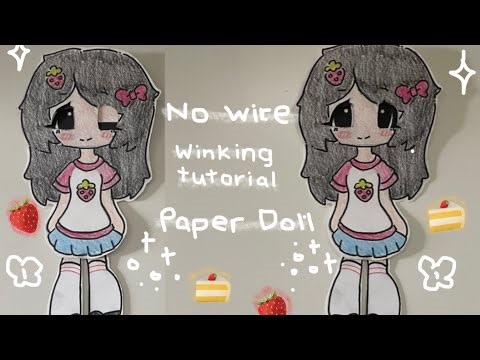 No wire 🍰 winking tutorial paper puppet 💕 yummypastel
