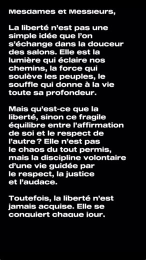 Liberté ❤️ #ApprendreSurTikTok #apprendreabiensexprimer #teleprompter #developpementpersonnel #ApprendreSurTikTok #clublecture... #éloquenceplus #exerciceeloquence #eloquence #irerapidement #eloquencetexte #elocution #liberte #elequence005