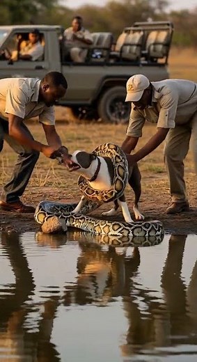 African python attacks pit bull