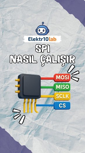Elektr10lab on Instagram: "BENİ TANIYAN BİRİNİ ÇAĞIR (Meraklısı için👇) • • • SPI (Serial Peripheral Interface), elektronik cihazların birbirine hızlı ve güvenli şekilde veri göndermesini sağlayan bir protokoldür. Bir cihaz “master” olarak veri isteğini başlatır, diğer cihazlar “slave” olarak yanıt verir. SPI, veriyi eşzamanlı olarak göndermek ve almak için dört ana hattı kullanır: MISO (slave’den master’a veri), MOSI (master’dan slave’e veri), SCLK (saat sinyali) ve SS/CS (hangi slave’in aktif