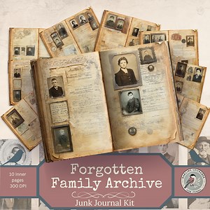 Forgotten Family Archive – Printable Vintage Junk Journal Kit | Ancestral Portraits, Old Documents | Aged Paper Ephemera | Family Albums Kit - Etsy