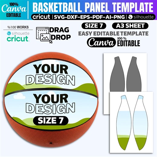 Size 7 Basketball Panel Template | Basketball Design | Canva Editable | A3 Print | Digital Download - Etsy