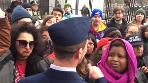 Anti-Trump protesters block men in Air Force uniforms from entering the #Inauguration checkpoint | Breaking911