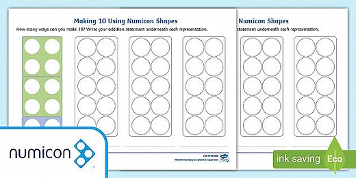 Making 10 Using Numicon Shapes Activity Sheet