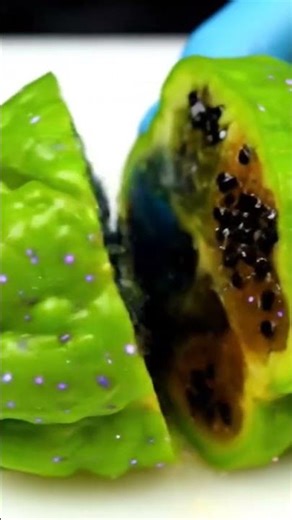 Slimy Alien Fruit🍌#asmr #asmrsounds #asmrvideo #satisfyling #slime #green #ias #relaxing #alien