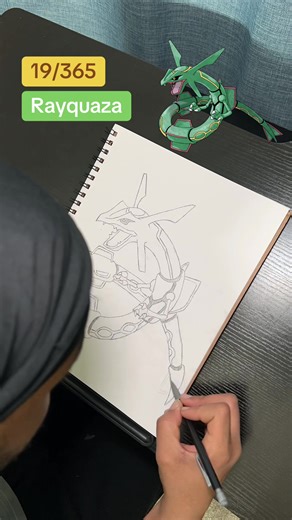 Drawing Rayquaza the Sky High Pokémon. Rayquaza is a legendary Dragon/Flying type Pokémon introduced in Generation 3. Rayquaza is apart of the legendary Weather Trio consisting of Groudon and Kyogre. Rayquaza has no prior evolutions but was given a Mega Evolution for the Omega Ruby and Alpha Sapphire remakes. Rayquaza’s ability is Air Lock. Legends says that Rayquaza has been alive for hundreds of millions of years. It’s still a mystery as to how it was able to stop the clash between Groudon and