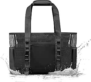 Yarwo Boat Gear Tote Bag, 35.5L Waterproof Boat Accessories Organizer with Marine-grade Coated Mesh and Wet Dry Pockets