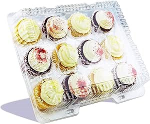 12 Compartment Plastic Disposable Cupcake Container, Takeout Container, Cupcake Carrier, 30 Pack