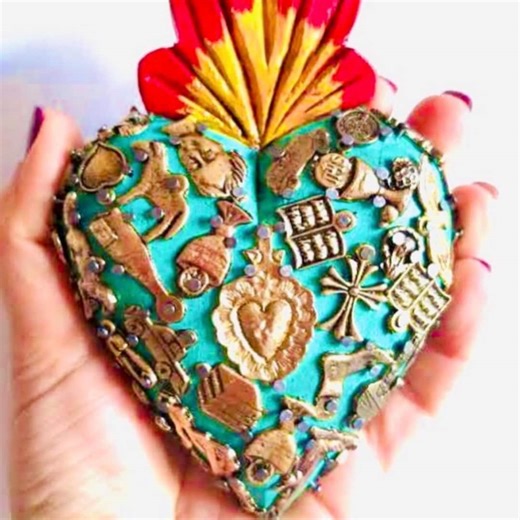 Medium Milagritos 5.5” - Wood Sacred Heart, Mexican Folk Art, Ex-voto Milagro - Etsy