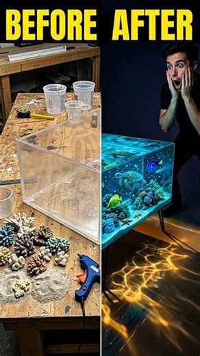 This Table Has NO Wood — Just Fish Living Inside Crystal Clear Resin 🐠😱#shorts