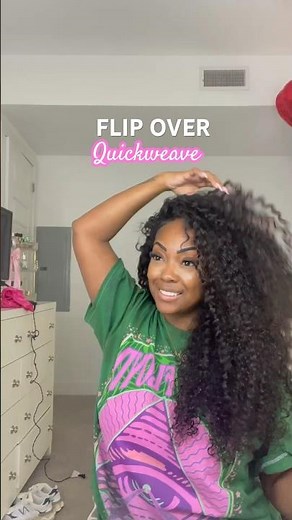 curly flip over quick weave tutorial #quickweaves #flipover #curlyhairstyles