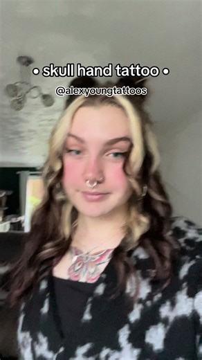 Creative Skull Hand Tattoo by Female Artist