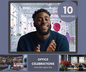 Celebration Virtual Backgrounds, Office Party Zoom Backdrops, Balloons, Birthday Cakes, Champagne, Fireworks, Roses, Fun Digital Download - Etsy