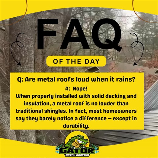 Fun Fact Friday! Did you know, the idea that metal roofs “sound like a tin barn” is actually one of the biggest roofing myths out there! You get the durability and longevity — without the extra noise. #GatorMetalRoofing #FunFactFriday #MetalRoofing #RoofMyths #DidYouKnow #HomeImprovement #RoofingExperts #MetalRoofBenefits #StormReady #HomeUpgrade #BuiltToLast