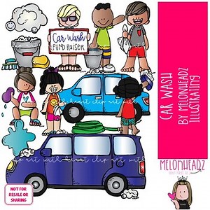 Car Wash clip art, Fundraiser clip art, Car clip art COLORED Version