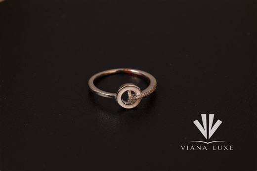 Sterling Silver Enamel Circle Ring, Geometric Diamond Accent, Modern Promise Ring - Etsy