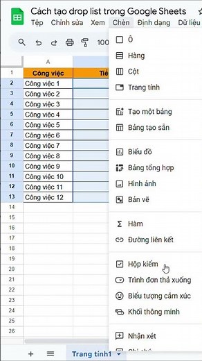 Cách tạo lựa chọn trong Google Sheets #tinhocvanphong #googlesheets #sachgooglesheet #metub