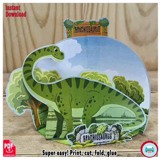 Diorama en papier Brachiosaure - Créations 3D en papier dinosaure pour enfants - Projet DIY Apatosaurus et boîte de diorama - Etsy France