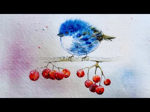 Easy Watercolor Bird Painting | Winter Watercolor Tutorial for Beginners