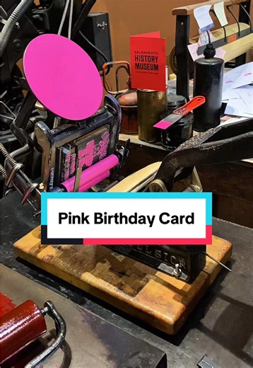 We post videos daily online and many of our viewers like to tell us when it is their birthday. Well, this is our way of wishing you all a happy birthday! In this video, Jared letterpress printed a classy birthday greeting card using a 3x5 Kelsey Excelsior tabletop printing press. The ink is a mix of rhodamine red and opaque white to make pink rubber base ink and the type font is 24 point Engravers Old English. The type reads, “Have a classy birthday!” The electrotype (copy of a woodcut) of the c