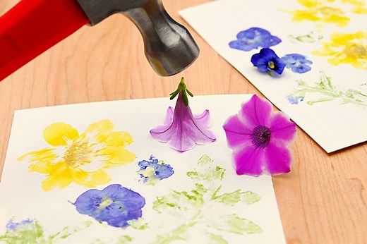 Flower Pounding Craft - Hammered Flower Prints on Paper