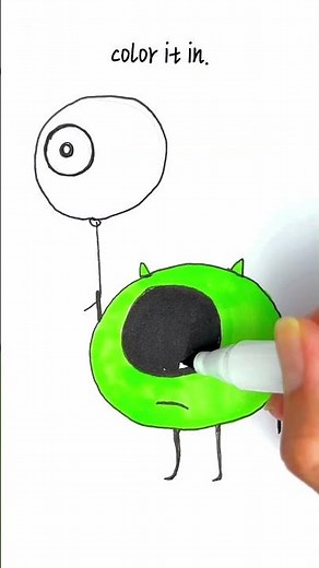 How to draw Mike Wazowski form Monsters, Inc. step by step for kids #kids #easydrawing #kidsart