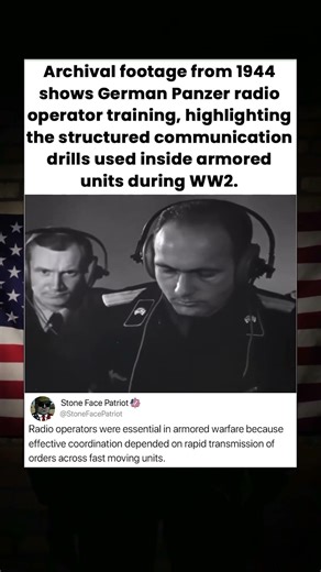 Archival footage from 1944 shows German Panzer radio operator training, highlighting the structured
