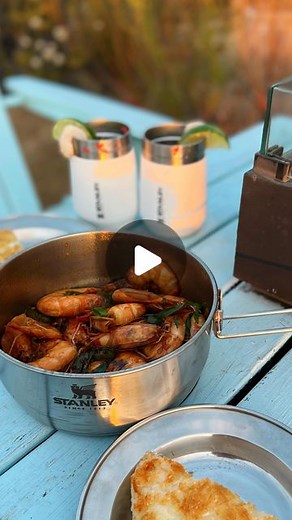 Stephanie Tea on Instagram: "Loaded up our truck with all of my @stanley_brand camp cookware and essentials and went on an adventure this weekend ⛺️ What better way to go GLAMP-ing than to spend the weekend in a yurt, cooking a yummy camp meal and enjoying the views? You know I have to share the recipe for my shrimp and crispy rice too 🤭 ➡️ RECIPE: Caramelized shrimp over crispy rice Yields 2 servings Ingredients: 1 1/2 lb Shrimp with head on, deveined 1 1/2 tbsp Palm sugar 1 tbsp Cooking oil 3