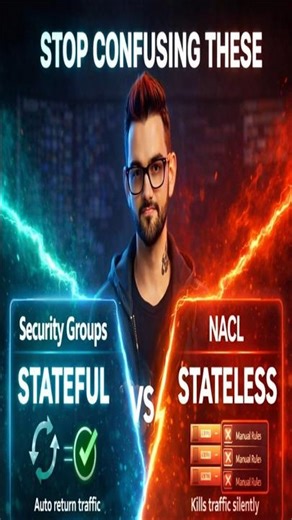 STOP Confusing These: Security Groups vs NACL (AWS in 50s) #aws #devops #networking #shorts
