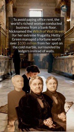To avoid paying office rent, the worlds richest woman conducted business from a bank floor. #history #didyouknow #historyfacts | Ancient Historic Wonders