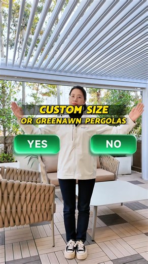 Greenawn on Instagram: "Custom size. No limits.😆 From standard spans to linked structures — Greenawn builds pergolas for your project！ 👉 https://www.greenawngroup.com/design-support/ #PergolaCustomization #AluminumPergola #OutdoorStructure #PergolaDesign"