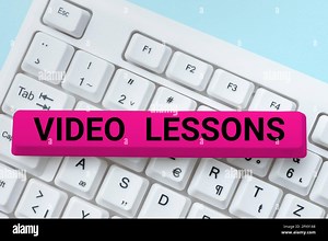 Hand writing sign Video Lessons, Conceptual photo Online Education material for a topic Viewing and learning Stock Photo - Alamy