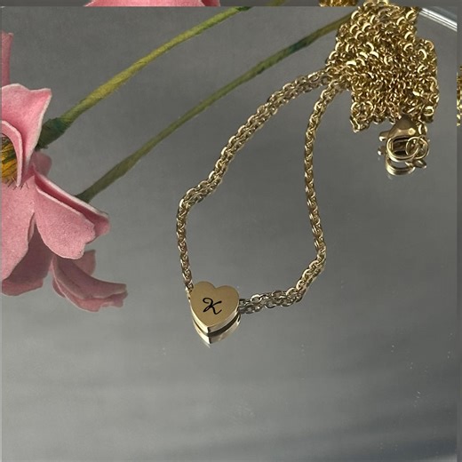 Personalized Initial Heart Necklace, 18K Plated Stainless Steel Monogram Pendant - Etsy