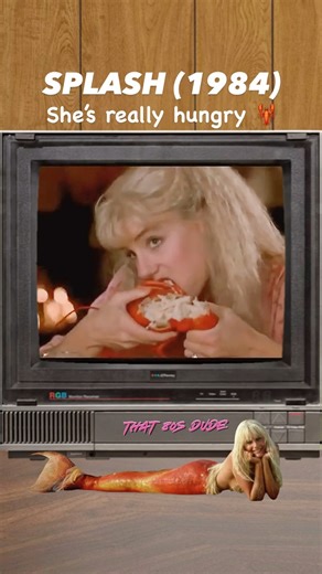 John Toma ⚡️ Gen X Nostalgia on Instagram: "Daryl Hannah’s iconic lobster feast in Splash! (1984) wasn’t as it seemed. A lifelong vegetarian, she refused to eat lobster—so the crew hollowed one out and stuffed it with a tofu substitute. She powered through the scene like a pro, but according to Ron Howard, she teared up after every take, heartbroken over the lobster’s fate. Now that’s commitment! 😎 Did you enjoy this post? Please like and share it - more more nostalgic content, I invite 