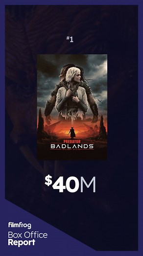 The ultimate alien hunter returned to the big screen this weekend in #Predator: Badlands, which dominated the box office with $40M, while the Colleen Hoover adaptation #RegrettingYou continued to show impressive legs with only a 9% dip from last weekend, and the Blumhouse horror hit #BlackPhone2 rounded out the top 3 with $5.3M! What did you check out in theaters this weekend? #BoxOffice | FilmFrog